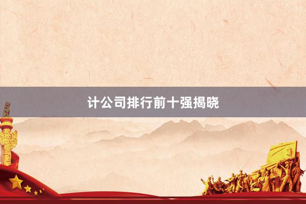 计公司排行前十强揭晓